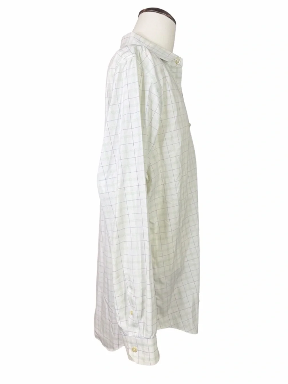 Banana Republic White/Blue/Green Plaid Non-Iron Classic Fit Dress Shirt- 17-17.5